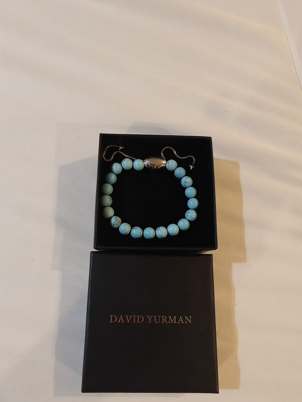 David Yurman Turquoise Bead Bracelet with Sterling Silver Clasp